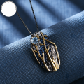 wholesale S925 silver Italian craftsmanship handmade vintage jewelry designer necklace with inlaid natural colored gemstone pendant-0-0