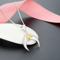 wholesale Wholesale S925 Silver Zircon Women's Trendy Star and Moon Pendant, Minimalist Style Collarbone Chain, Japanese and Korean Version Necklace-Single Pendant - Without Chain>925 Silver