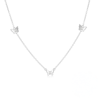 wholesale 925 Sterling Silver With Zircon Accents, Tassel Butterfly Pendant Choker Necklace, Women's Trendy Minimalist Design-Platinum 925 silver