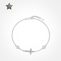 wholesale S925 sterling silver INS-style new women's bracelet with exquisite high-end freshwater pearl cross design-0-0