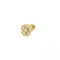 wholesale S925 Sterling Silver Ins Creative Geometric Flower Flat Head Threaded Piercing Earrings, Hot-selling Ear Bone Studs-Single gold-style 3