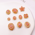 wholesale [925 Silver Gold Plated] Natural Rhodochrosite Oval Bead Five-Petal Flower Accessory DIY Handmade Semi-Finished Bracelet String-0-0