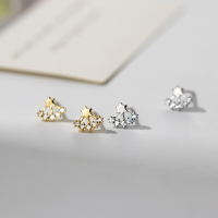wholesale 925 Sterling Silver Fresh Sweet Ins Style Niche Design Exquisite Star Pavé Stud Earrings M00851-S925 silver pair silver>925 silver