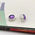 wholesale S925 Silver Gold-Plated Natural Amethyst Oval Bead Spacer Semi-Finished Bracelet DIY Components-0-13