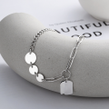 wholesale S925 Sterling Silver Korean Style Minimalist Small Round Pendant Simple Geometric Doogluck Lucky Irregular Bracelet-0-1