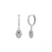 wholesale S925 Sterling Silver Ins-style Palm-shaped Zircon-accented Ear Cuff-Platinum