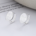 wholesale S925 Sterling Silver Korean Style Geometric Minimalist Concave Brushed Texture Exquisite Trendy Versatile Ear Studs-0-0