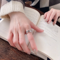 wholesale S925 Sterling Silver Geometric Irregular Smooth Line Ring Simple Korean Style Ins Minimalist Versatile Band-545J/approx. 3.3g Adjustable opening
