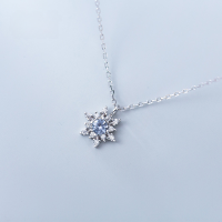 wholesale S925 Silver Christmas Series Korean Style Diamond-Inlaid Snowflake Sweet Romantic Flower Short Collarbone Chain D3906-S925 Silver Necklace 925 Silver