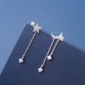 wholesale S925 Sterling Silver Earrings for Women Korean Style Small Fresh Sweet Asymmetric Diamond-Inlaid Star Moon Earrings G6329-0-3