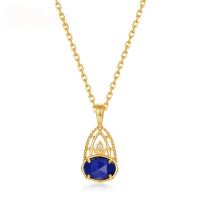 wholesale 925 Sterling Silver Gold Plated Vintage Natural Lapis Lazuli Necklace Women, Japanese agete Mystical Forest Niche Jewelry-Lapis Lazuli (Pendant without chain)  925 Silver