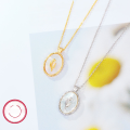 wholesale S925 silver necklace, small and unique vintage elegant collarbone chain for women with 3D tulip and white shell pendant, cross-border supply-0-2