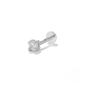 wholesale S925 Sterling Silver Ins Simple Four-Prong Diamond Studded Flat Head Threaded Cartilage Ear Piercing-0-12