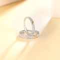 wholesale S925 Sterling Silver Yaxi Glacier Glow Couple Rings Minimalist Two-Tone Trendy Matching Bands Niche High-End Sense Qixi Festival-0-2