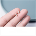 wholesale S925 silver stud earrings with diamond inlaid and gold-toned star design, trendy women's jewelry E6153-0-1