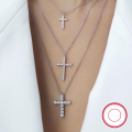 wholesale Sterling Silver S925 Women's Versatile Diamond-Studded Cross Pendant Choker Necklace, Cross-Border Hot-Selling Niche Design High-End Feel-0-0