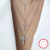 wholesale Sterling Silver S925 Women's Versatile Diamond-Studded Cross Pendant Choker Necklace, Cross-Border Hot-Selling Niche Design High-End Feel-Style 1 (35+5cm) 925 silver