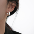 wholesale S925 Sterling Silver Fresh and Sweet Style Minimalist Design Teardrop-shaped Brushed Ear Clasp M05519-0-1