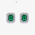 wholesale S925 silver hot-selling bestseller rectangular 8*10 full bezel-set 4ct high-carbon diamond earrings with luxurious charm-0-0
