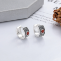wholesale S925 Sterling Silver Retro Craft Floral Design Inlaid with Southern Red Agate Ear Clasp Trendy Earrings-0-1