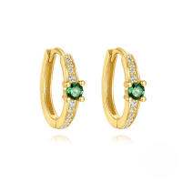 wholesale 925 Sterling Silver Hollow Out Opal Premium Ear Hoops Cuff Hot Sell Zircon Love Heart C-shaped Earrings-Gold #2