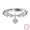 wholesale S925 Sterling Silver Cloud-Pull Ring with Small Pendant, Minimalist Design, Sweet and Adjustable-0-5