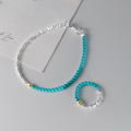 wholesale S925 Silver Nalan Fresh Sweet Ins Style Exquisite Niche Design Turquoise Crushed Silver Bracelet S7423-0-0