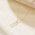 wholesale S925 Sterling Silver Three Stone Zircon Accent Women's Collarbone Necklace, Korean Style Minimalist Design, Versatile Luxury-0-3