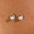 wholesale Sterling Silver S925 Japanese-style Minimalist Drop-shaped Freshwater Pearl Sweet Geometric Earrings Gift for Best Friend-0-5