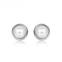 wholesale S925 Sterling Silver New Fashionable and Popular Natural Freshwater Pearl Earrings, Niche Design, Wholesale from Manufacturer-Thick Silver Platinum 925 Silver