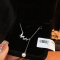 wholesale S925 Sterling Silver Butterfly Freshwater Pearl Necklace for Women, Luxurious and Versatile High-End Tassel Collarbone Chain Wholesale-0-4