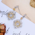 wholesale Metal material, Yun Tong Jewelry's Autumn New Arrival, Popular on Douyin Live, Natural Citrine Stud Earrings for Women in Yellow-0-3