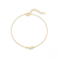 wholesale S925 Sterling Silver Infinite Loop Figure 8 Lucky Heart Zircon Accent Bracelet,-Gold 925 silver