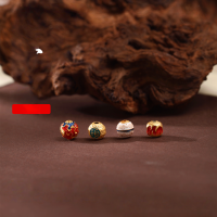 wholesale S925 Silver Gold Plated Enamel Fired Blue Formless Buddha Old Style Round Bead Loose Bead Spacer Bead Stringing Bead DIY Jewelry Accessories-Ancient method of burning blue round beads