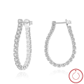 wholesale S925 Sterling Silver 25mm Round White Zircon Tennis Chain Earrings Factory Direct-0-1