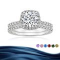 wholesale 925 Sterling Silver Wholesale Popular European and American 1-Carat Round Moissanite Set Engagement Diamond Ring-0-0