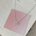 wholesale S925 Sterling Silver Sweet and Elegant Knot Bow Necklace with Irregular Design, Unique Fashion Choker Collarbone Chain-0-5
