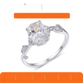 wholesale S925 Silver Oval Moissanite Ring with Leaf Inlay, Niche Design Bestseller-0-0
