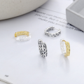 wholesale S925 Sterling Silver Irregular Textured Circle Gold and Silver Two-Tone Ear Clasp for Women, Fashionable Commute, Light Luxury Style-0-3
