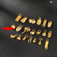 wholesale S925 silver 24K gold solid small pendant lucky plaque fish buckle butterfly peach blossom peace exquisite vintage DIY accessory bracelet-Hollow Fu Tili