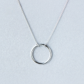 wholesale S925 Sterling Silver Korean Style Forest Series Fashionable Geometric Circle Pendant Collarbone Necklace D1496 for Women-0-3