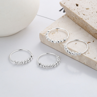 wholesale S925 Sterling Silver European and American Ballpoint Pen Irregular Ring Set Stress Relief Ring Closed Adjustable Ring for Women-DJ1144Y Faceted Beads No. 5