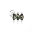 wholesale S925 Sterling Silver Oval Cat's Eye Agate Flat Head Threaded Ear Cartilage Stud-0-4