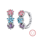 wholesale S925 Sterling Silver Multi-Color Zircon Floral Hoop Earrings, Luxury Cute Earrings Direct from Manufacturer-0-106