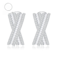 wholesale S925 Sterling Silver Simplified Diamond-Inlaid Ear Clips, Emerald-Cut Simulated Diamond Overlay Ear Studs, Fashionable Simulated Diamond Ear Accessories-0-0