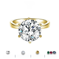 wholesale Wholesale S925 Sterling Silver 3ct Round Moissanite Gold-Tone Women's Ring High-End Silver Jewelry Accessories Men's-1 carat Moissanite (GAR certificate + black card + waist size + silver polishing cloth)  No. 6