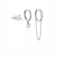 wholesale S925 Sterling Silver Classic Hoop Earrings Set, High-end Elegant European And American Trendy Ins Versatile Ear Studs Earrings-3-piece set - Platinum 925 silver