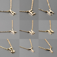 wholesale S925 Sterling Silver 26 Uppercase English Letters Your Name Minimalist Personality Necklace Drop Shipping-Rose gold copper