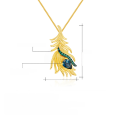 wholesale 925 Silver Designer High-End Pendant with Phoenix Bird Feather Design Inlaid with Natural Topaz Necklace Pendant-0-4