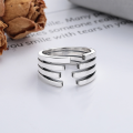 wholesale S925 Silver Fashion Korean Minimalist Cross-Border Multi-Line Simple Design Open Ring-0-1